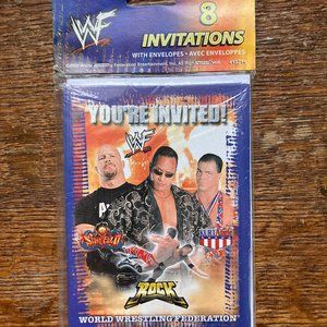Vintage NWT  -WWF World Wrestling Federation Party Invites Ft. The Rock #13714